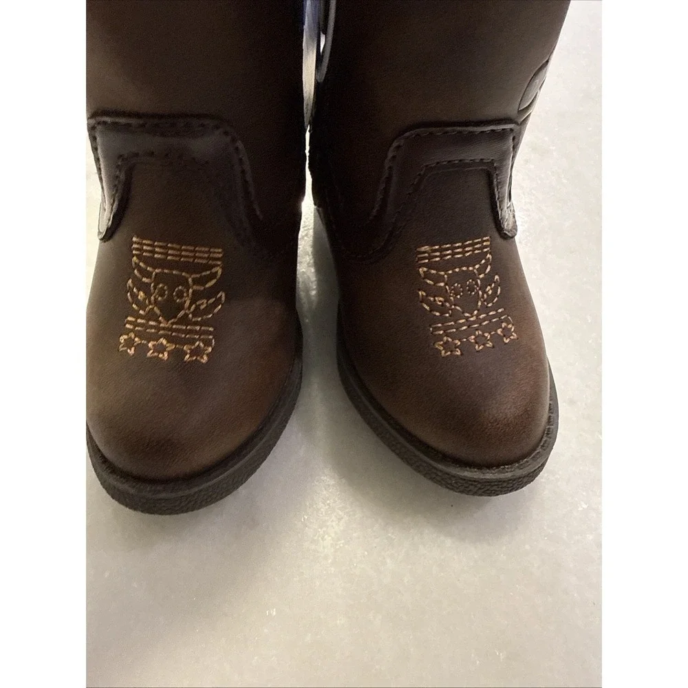 Disney Pixar Toy Story Western Boots Kids Size 5 Brown Woody Bullseye Zip Up